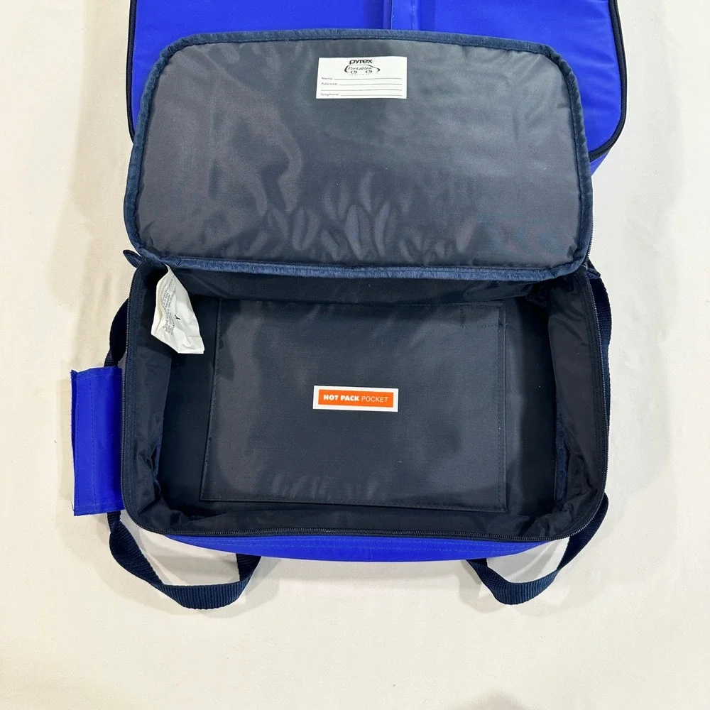 Pyrex Portables Insulated Thermal Casserole Carrier Bag Blue Set of 2 Hot Pocket